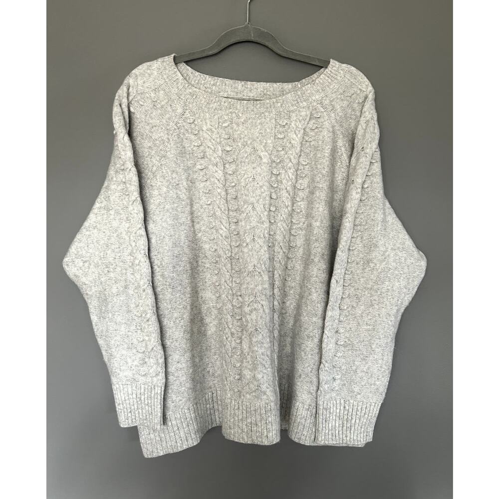 LOFT Plus Women's Cable Knit Gray Sweater - size: 20/22